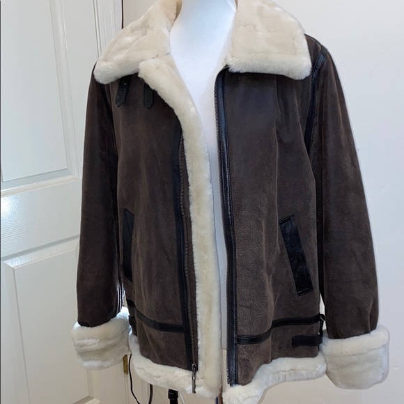 Leather Faux Shearling Jacket 